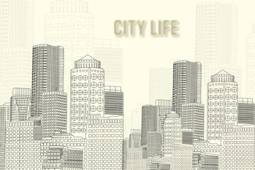 Fototapeta premium city line art Ventage Illustration