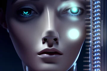 The face of a robotic woman, technology, wallpaper, illustration, digital art. © 3 six 9 Creations