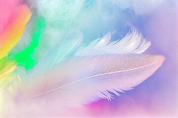 Fototapeta na wymiar Feather rainbow patchwork background. Close-up.