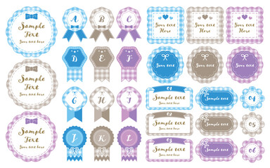 ギンガムチェック　チェック柄のフレームセット（サンプル文字入り）