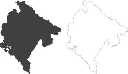 set of maps of Montenegro - vector illustrations