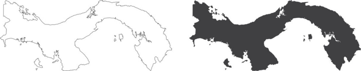 set of maps of Panama - vector illustrations