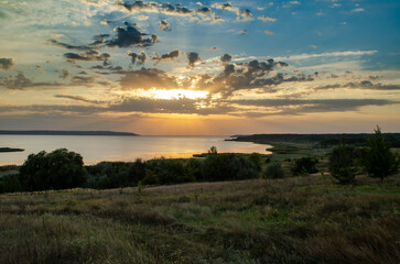 sunset over the river