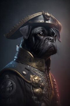 Jiangjun: Cool Black Dog in Chinese Naval Battle Dress - Cinematic Lighting, Exquisite 8K High-Definition Cinematography