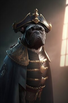 Jiangjun: Cool Black Dog in Chinese Naval Battle Dress - Cinematic Lighting, Exquisite 8K High-Definition Cinematography