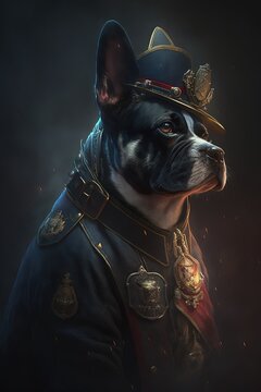 Jiangjun: Cool Black Dog in Chinese Naval Battle Dress - Cinematic Lighting, Exquisite 8K High-Definition Cinematography