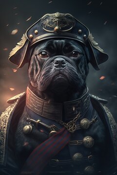 Jiangjun: Cool Black Dog in Chinese Naval Battle Dress - Cinematic Lighting, Exquisite 8K High-Definition Cinematography