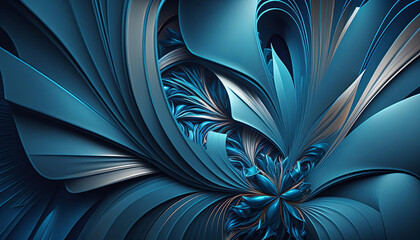 abstract fractal background blue. Generative AI