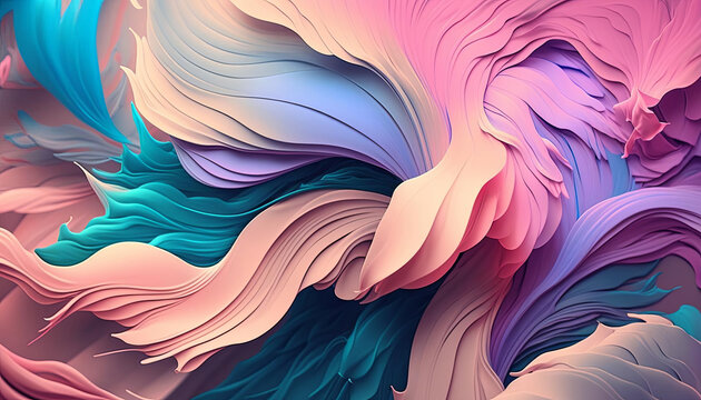 abstract fractal background with rainbow waves. Generative AI