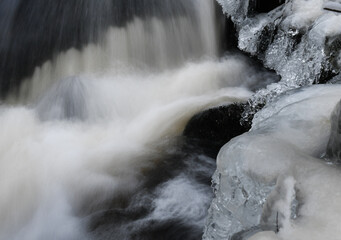 Close-up of waterfall in winter