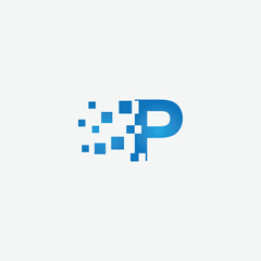 Vector letter P pixel logo designs