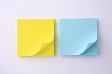 Blank paper notes on white background, flat lay