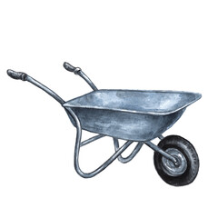 Whellbarrow garden tool Watercolor illustration