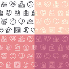 Family Seamless Pattern with Icons