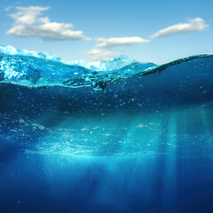 Deep underwater, abstract marine background. Tranquil view - 574631317