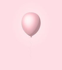 Pastel Pink Plain Air Baloon on a Light Pink Background. Simple Vector Illustration with Birthday Balloon ideal for Card, Greeintings, Banner. No text. Baby Girl Party Print.