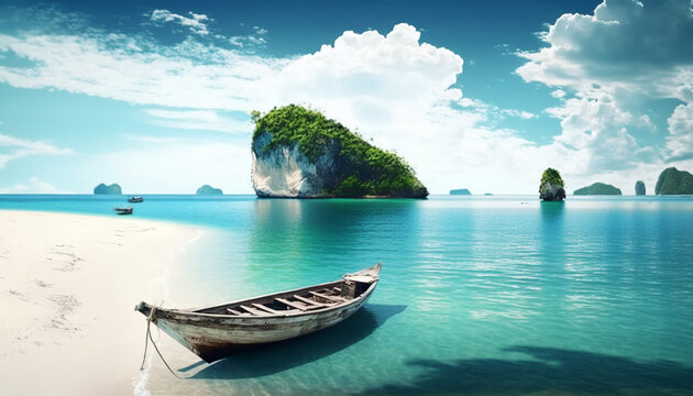 Beech View with boat on Thailand