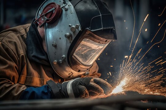welder welding steel, ai generated