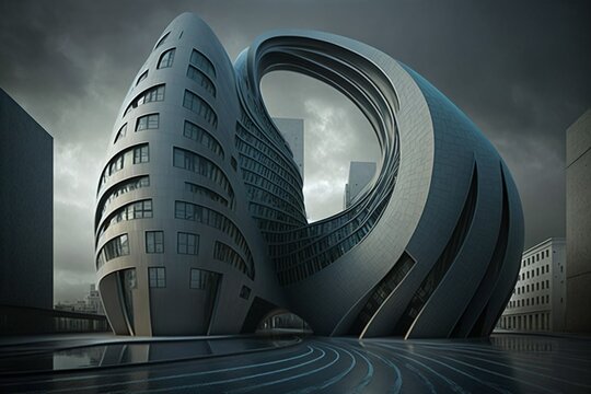 modern and futuristic organic architecture concept, fictional architecture created with generative ai
