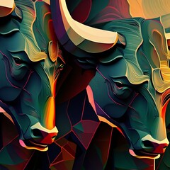 Fototapeta Two bulls illustration art ai  obraz