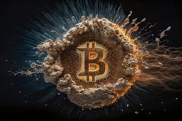 The Digital Explosion: A Shocking Image of the Unpredictability of Bitcoin, ai generative