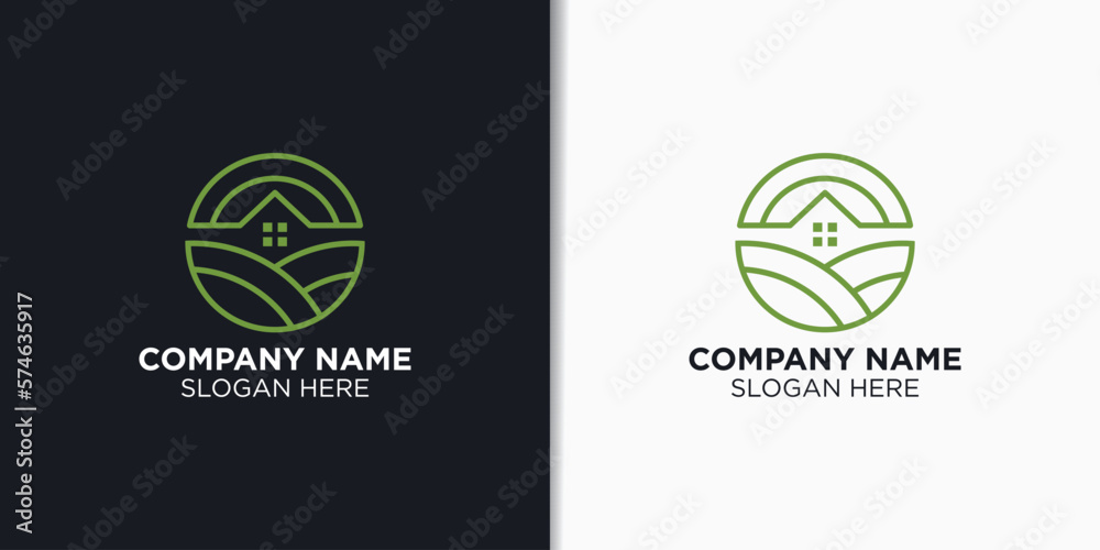 Wall mural landscape vintage logo design vector, agriculture logo template