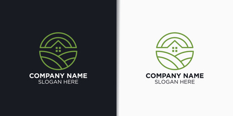 landscape vintage logo design vector, agriculture logo template