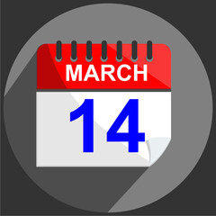  March 14, March 14 calendar date on gray background