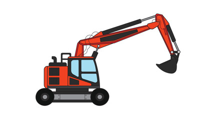 Vector illustration color children construction mini size wheeled excavator construction machine clipart