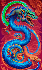 Fototapeta premium Chinese dragons illustration background 