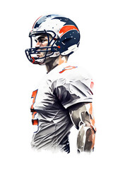 American Football Player Portrait, quarterback Illustration, partly generative ai