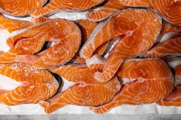 fresh portions of juicy salmon