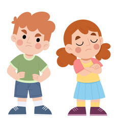 Illustration of two angry little kids