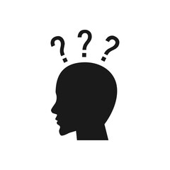 Question mark in head icon. head question task vector icon for web design isolated on blank background. color editable