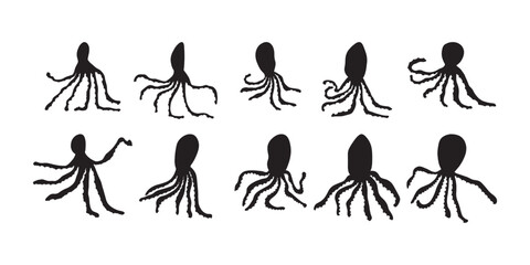 Octopus Character sea animal on deep background. Wild life illustration. Underwear world. Vector illustration.
