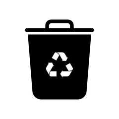 Trash icon and recycle sign symbol