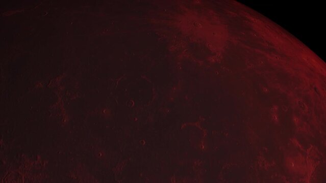 Concept-UR1 View of the realistic blood moon from space with asteroid impact craters.