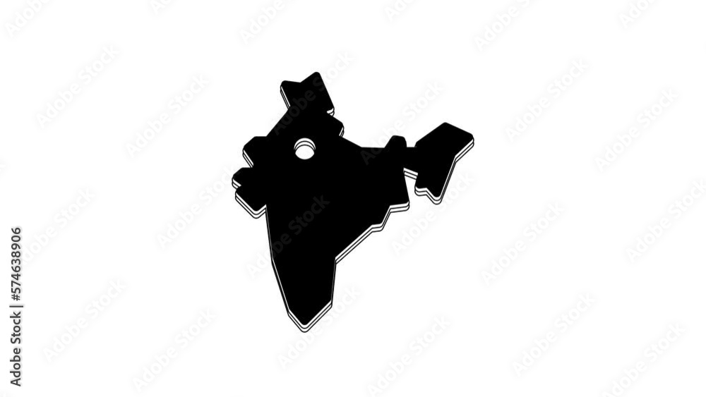 Poster Black India map icon isolated on white background. 4K Video motion graphic animation