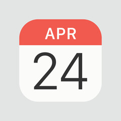 April 24 icon isolated on background. Calendar symbol modern, simple, vector, icon for website design, mobile app, ui. Vector Illustration