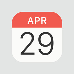 Fototapeta premium April 29 icon isolated on background. Calendar symbol modern, simple, vector, icon for website design, mobile app, ui. Vector Illustration