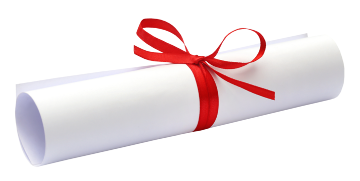 Bow knot on a scrolled paper