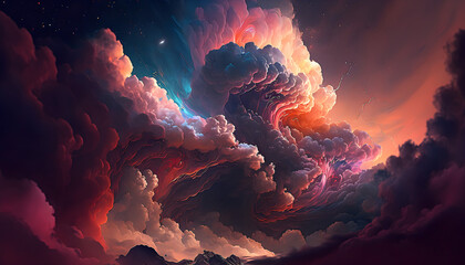 Beautifull clouds, storm, colorfull, created with Generative AI Technology 