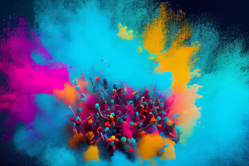 Naklejka na ściany i meble Holi festival, also known as the Festival of Colors, is a vibrant celebration of spring and love observed by Hindus worldwide, generative ai