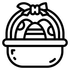 Easter eggs in basket icon. vector illustration for web, computer and mobile app. line style icon