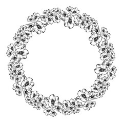 frame with painted contour flowers