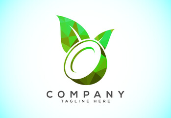 Polygonal low poly coconut Logo, coconut drink beverage vector icon logo design template