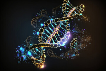 Fototapeta premium Human DNA at the black background. DNA abstract. Generative AI. 
