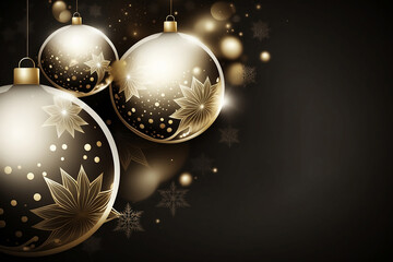 Christmas background with balls. Generative AI.