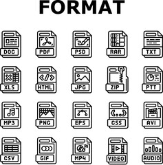 file format document icons set vector