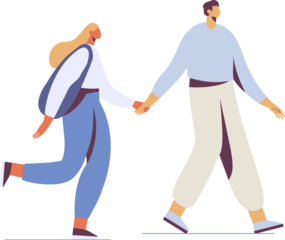 Man and woman happy Couple standing flat faceless silhouette